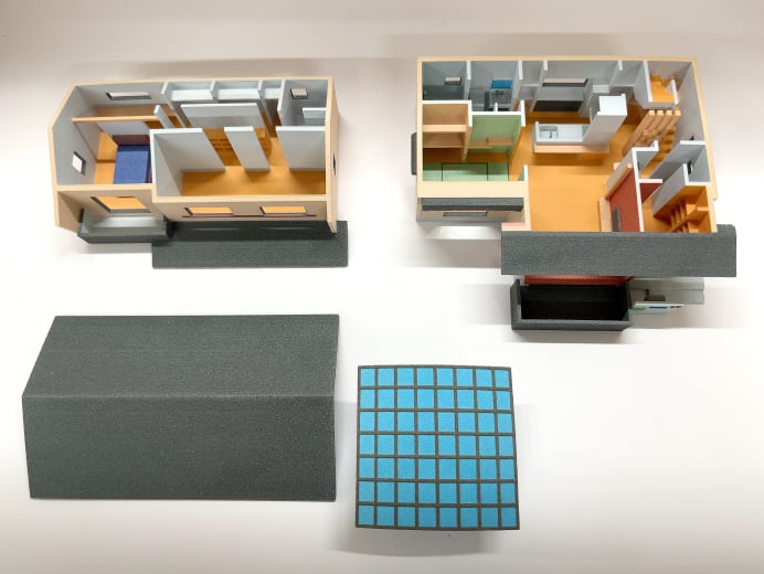 3Dプリンターで作成した住宅モデル+家具 （フルカラー）のイメージ