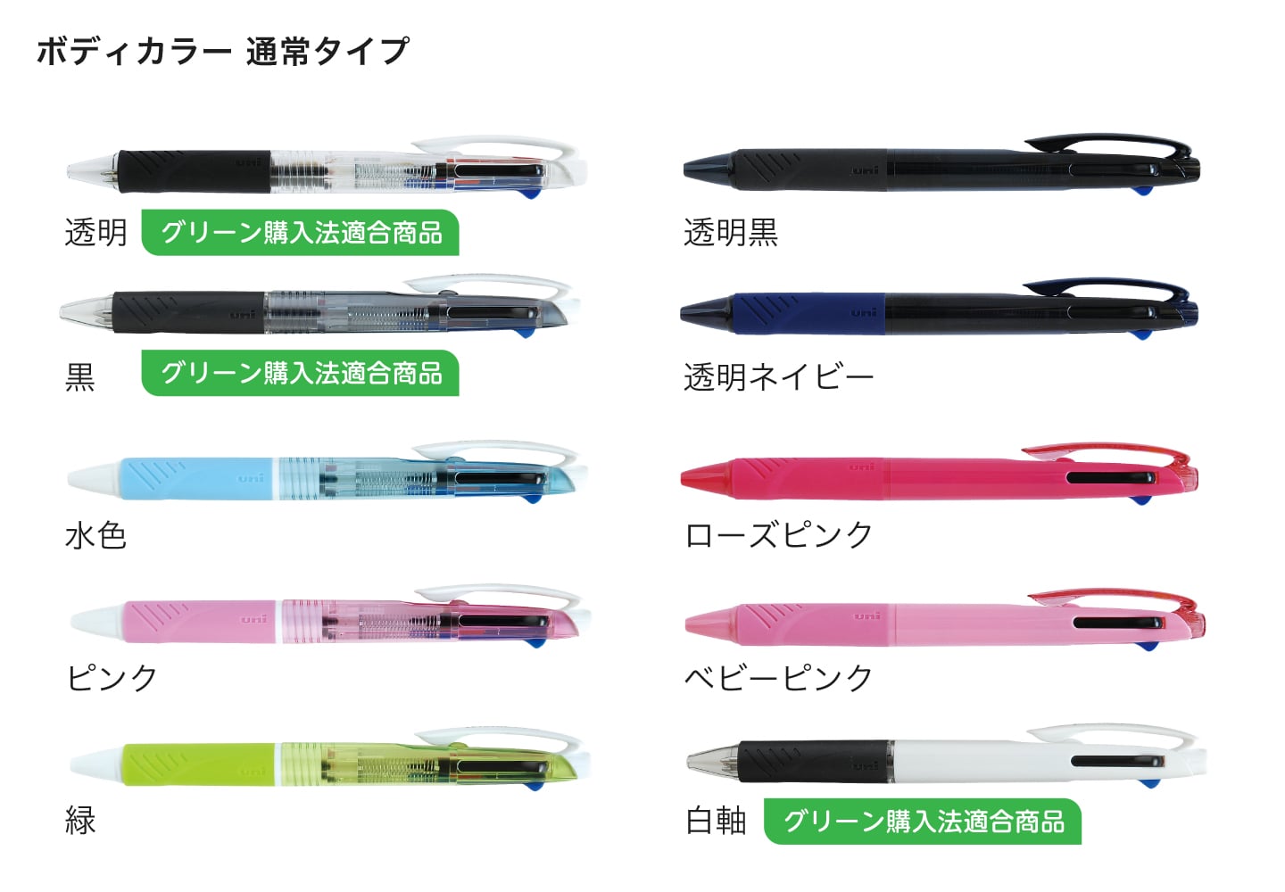 3色ボールペン 0.7mmのボディーカラー通常タイプのイメージ