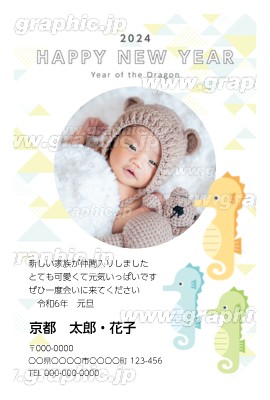写真入り年賀状 出産報告の年賀はがきデザインテンプレートイメージ