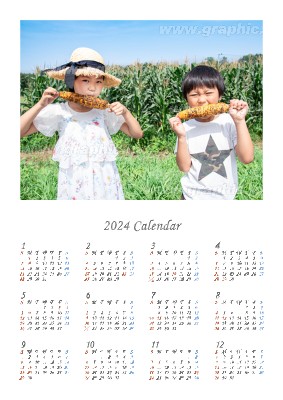 A2ポスターカレンダー_スタンダードの年賀はがきデザインテンプレートイメージ