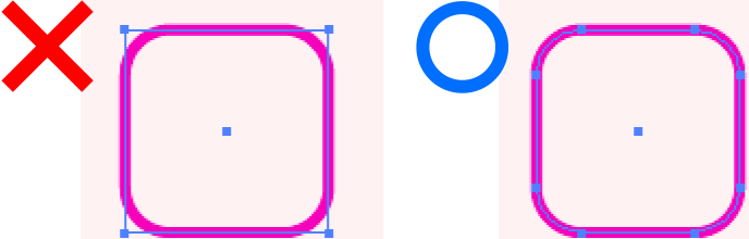 角丸のアピアランス分割のイメージ