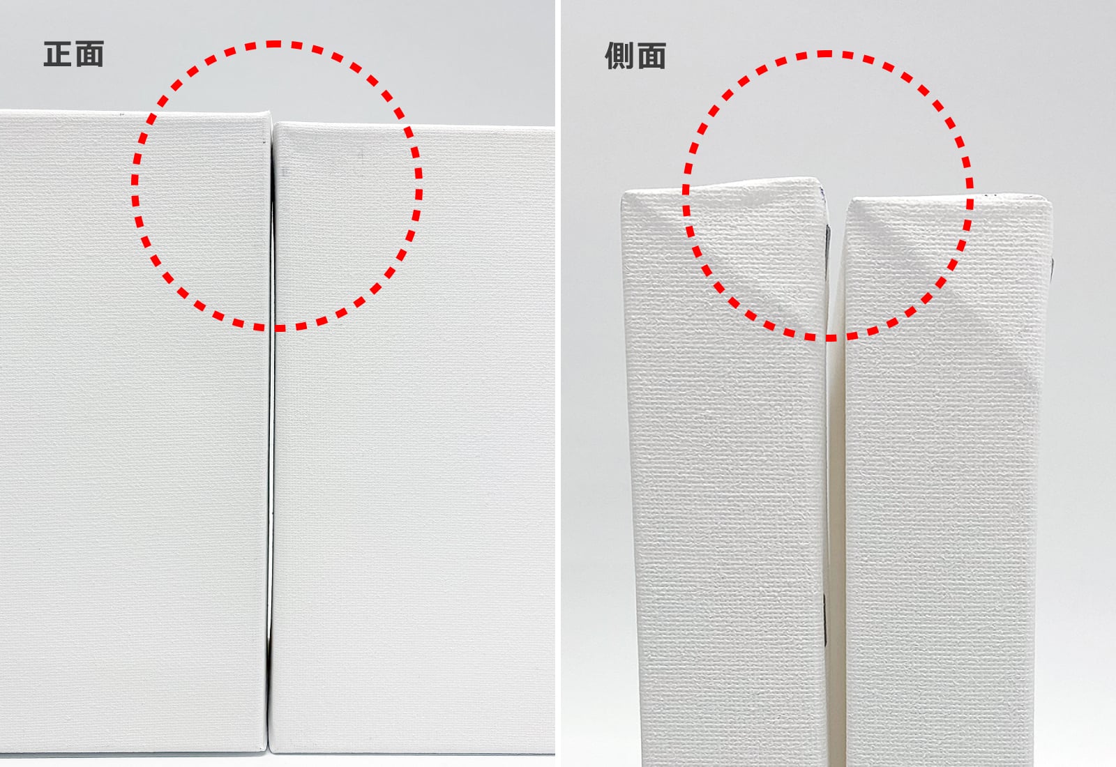 キャンバス本体の個体差の拡大イメージ