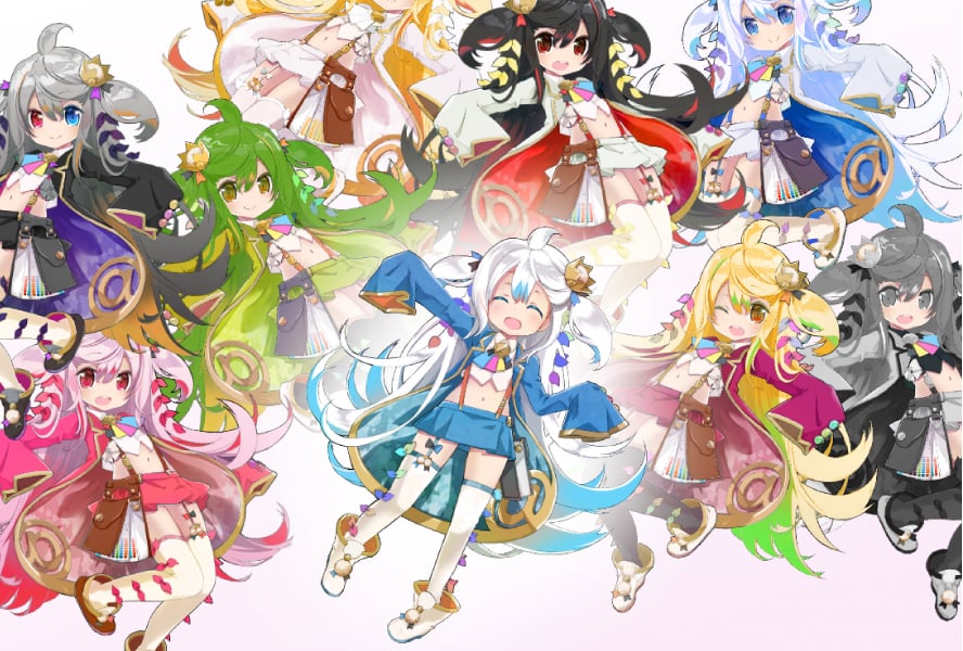 主役の神楽アオイに派生キャラクターを加えてアイドルグループにしたイメージ