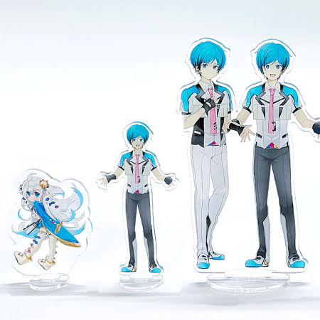 台座付きアクリルフィギュアの寸法サイズとプリント範囲イメージ