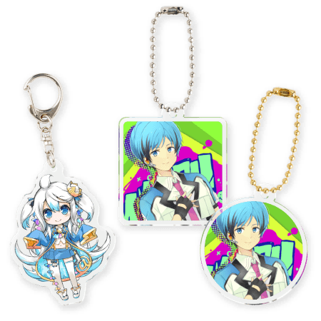 アクリルキーホルダーの寸法サイズとプリント範囲イメージ