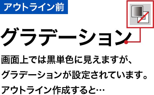 グラデーション設定されているアウトライン前のイメージ