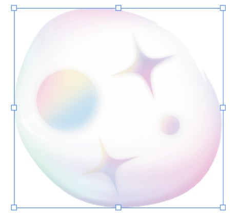 透明効果を多用したオブジェクトのラスタライズ後のイメージ