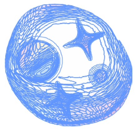 透明効果を多用したオブジェクトのラスタライズ前のイメージ