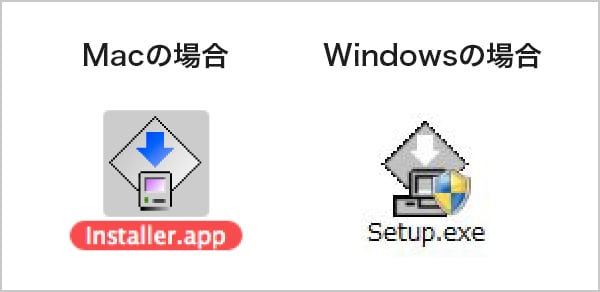 ダウンロードしたZIPファイルを解凍し、フォルダ内の“Installer”をダブルクリックします。