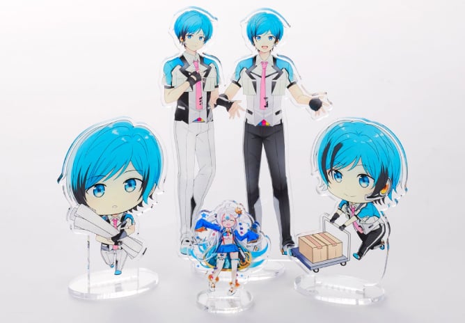 「台座付きアクリルフィギュア」は既製の台座がセットになった手軽な商品