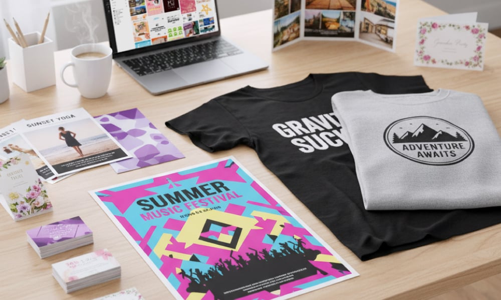 Adobe Expressでは名刺やチラシ、Tシャツなど様々な印刷物を作成できます