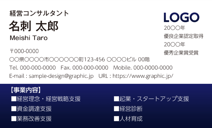 情報を詰め込みすぎた名刺のデザイン例
