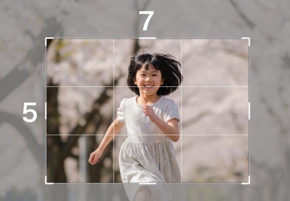 写真の縦横比を5：7にトリミングする