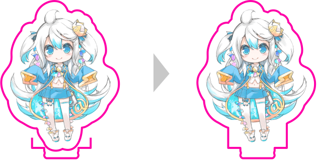 ツメと本体のカットパスが接するように配置してください。