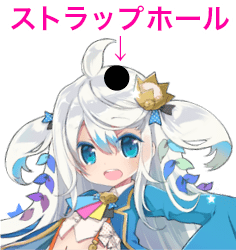 ストラップホールがデザインに被る指示のイメージ