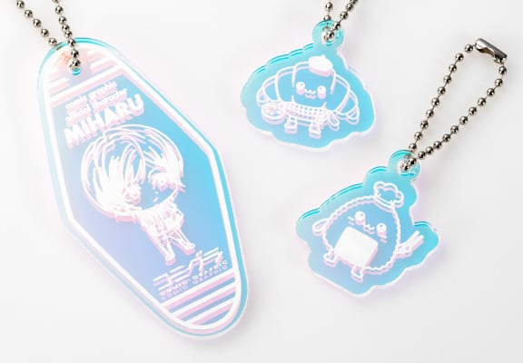 素材の効果を生かして白インクのみでのプリントも効果的です。（写真の素材：オーロラ）