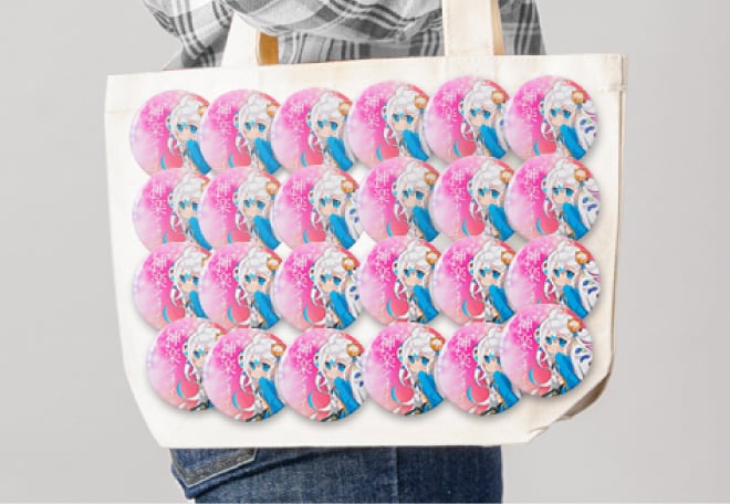 キャラクターバッジで痛バッグも作れる。