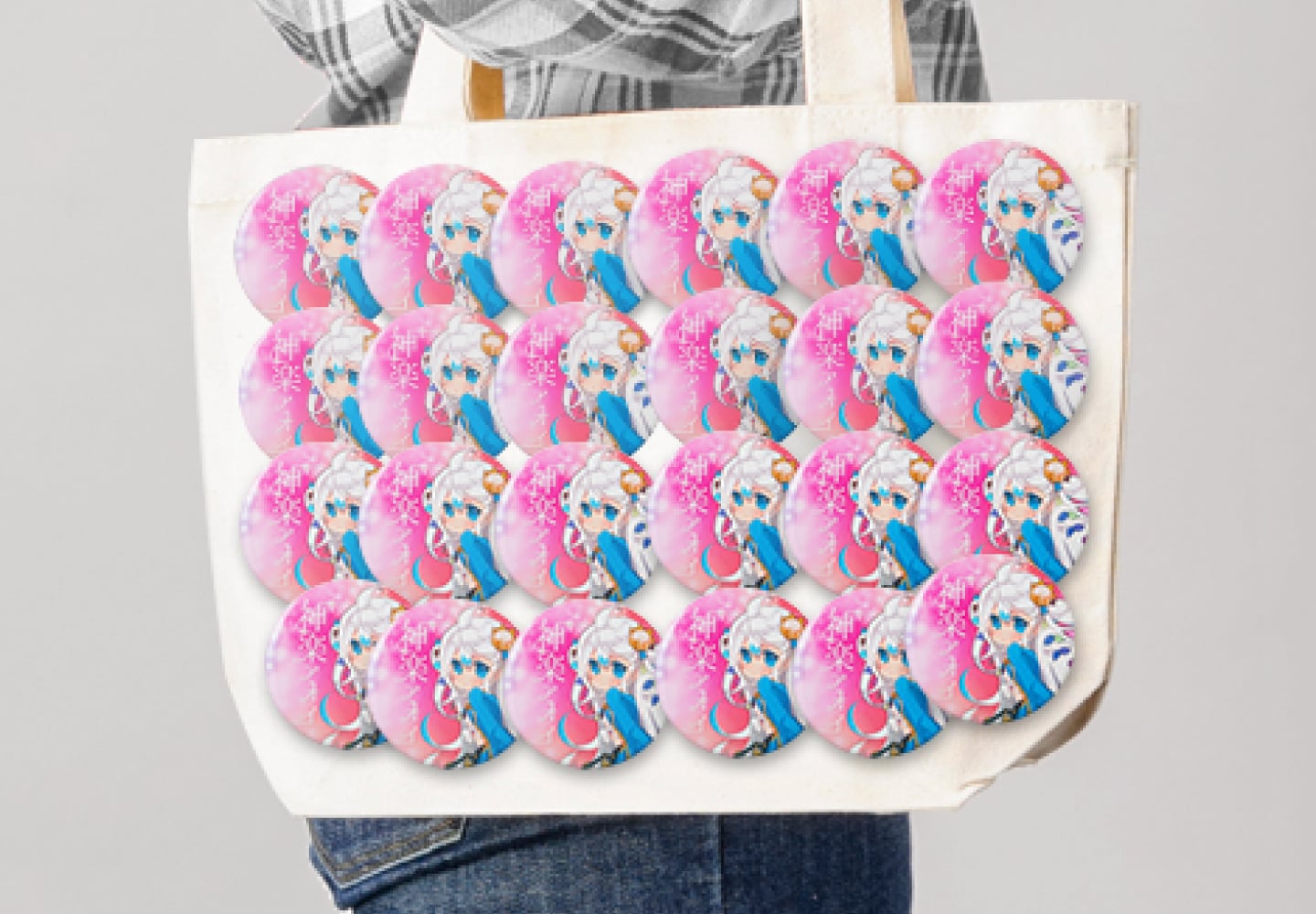 キャラクターバッジで痛バッグも作れる。の拡大イメージ