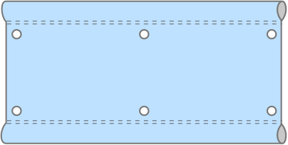 ハトメ＋上下棒袋縫い加工の線画イメージ