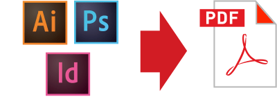 Adobe Illustrator、Photoshop、IndesignからPDFへの変換イメージ