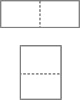 二つ折名刺（スジ入れ加工タイプ）のサイズ・形状イメージ