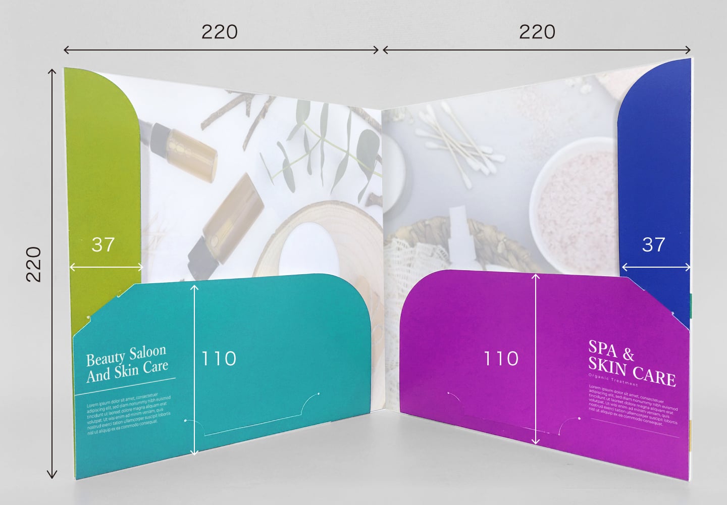 正方形 2ポケットホルダーのサイズイメージ