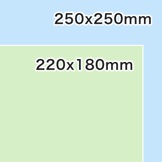 ラバースポンジタイプのサイズ比較イメージ