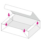 組み立てた際、正面と側面の4箇所の折りスジが見えます。
