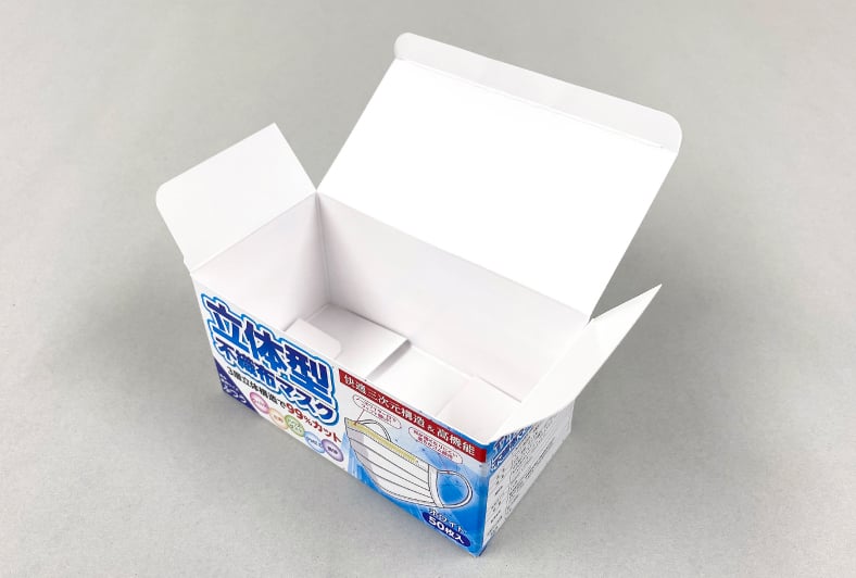 マスク用パッケージA【地獄底タイプ】 上フタを開けた状態
