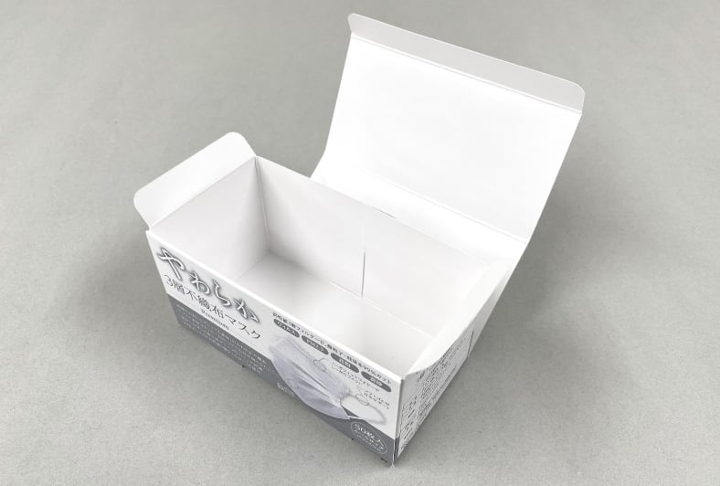 マスク用パッケージC【N式箱タイプ】 上フタを開けた状態