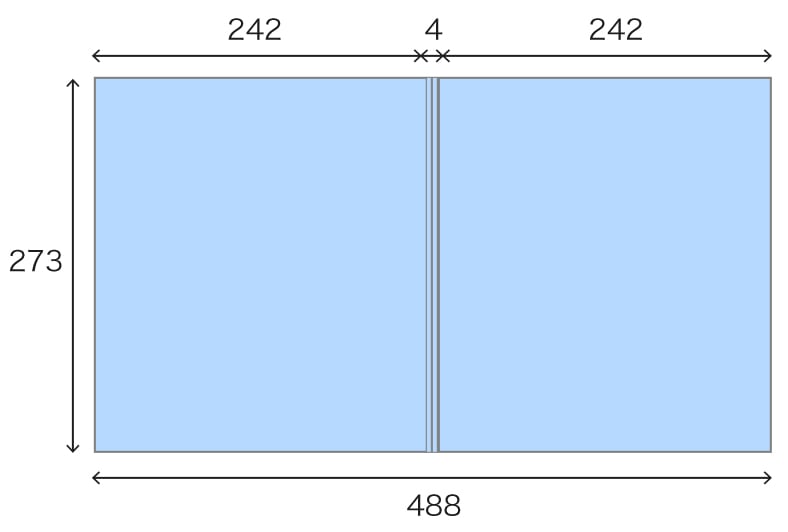 二つ折色紙(オフセット)のサイズ