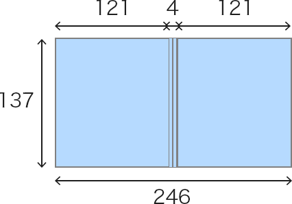二つ折ミニ色紙（オフセット）のサイズイメージ