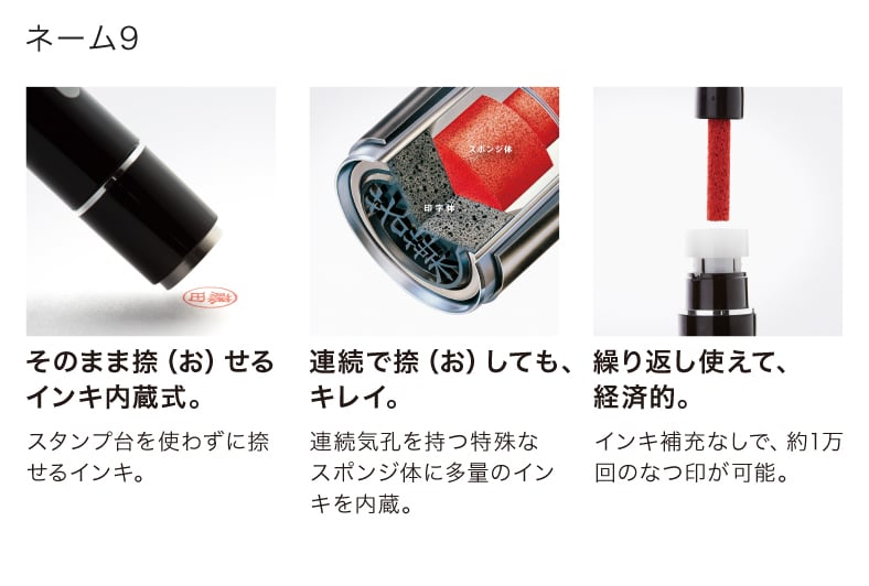 ネーム9の内臓式インキのイメージ