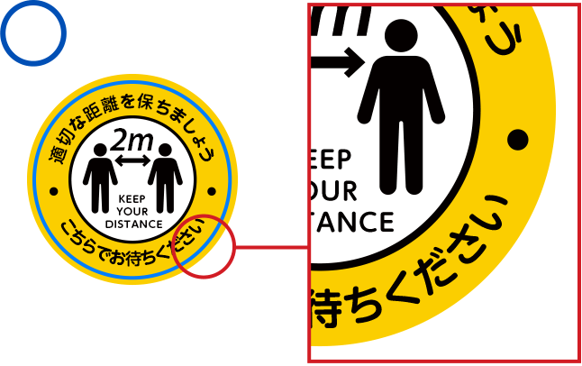 カットパスと文字の間隔が2mm以上の例