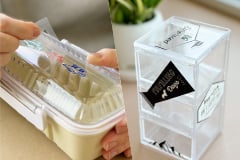 お弁当箱とプラスチックケースに転写シールを貼り付けたイメージのサムネイル