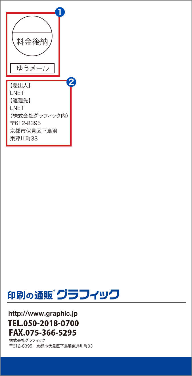 差出人・返還先の表記イメージ