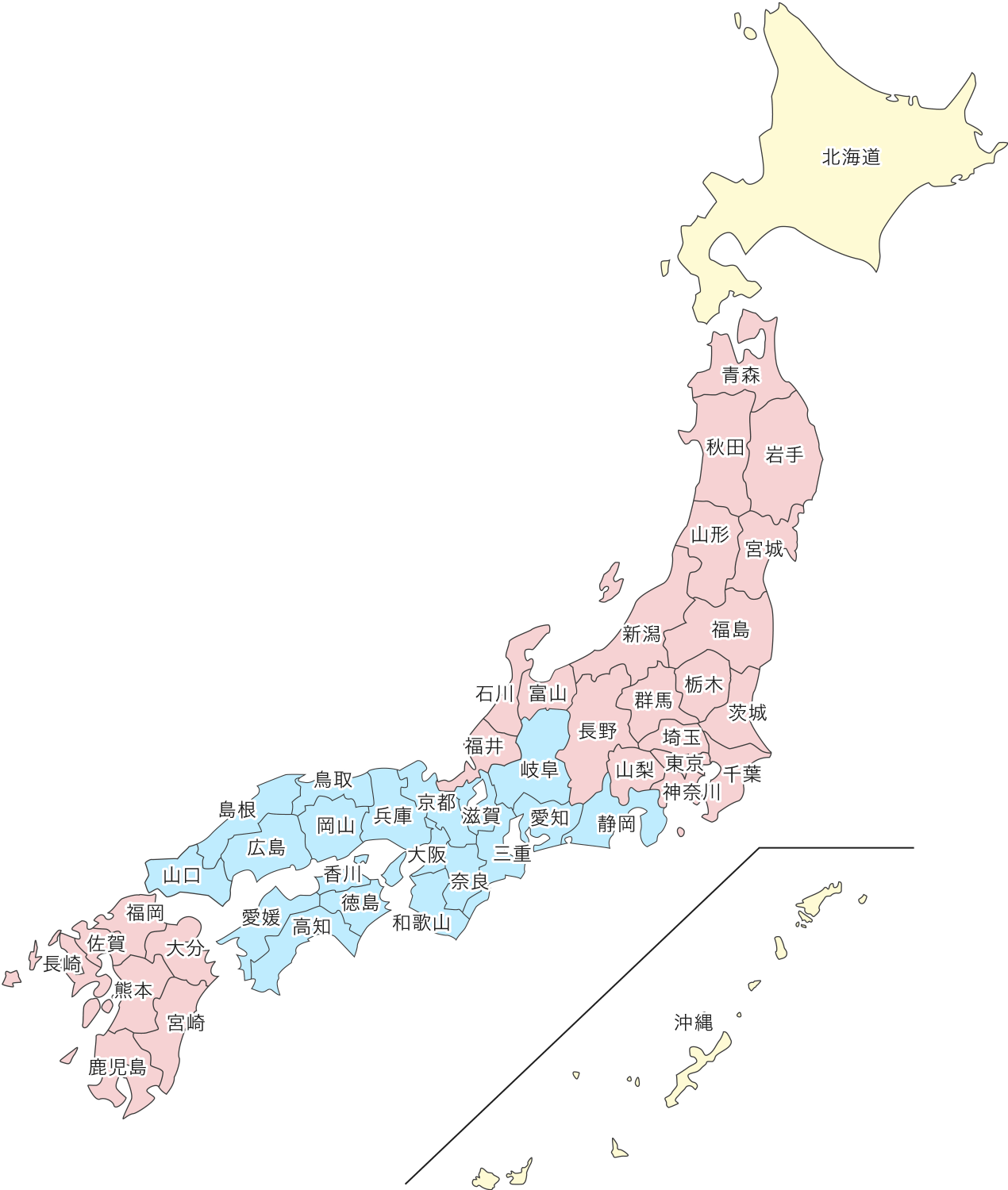 出荷日の翌日より到着可能な範囲地域のイメージ