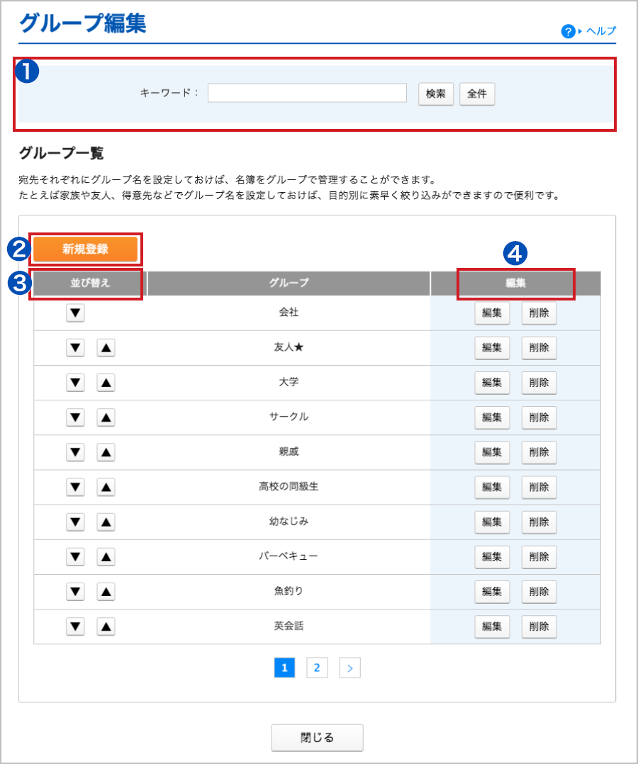 グループ管理画面イメージ